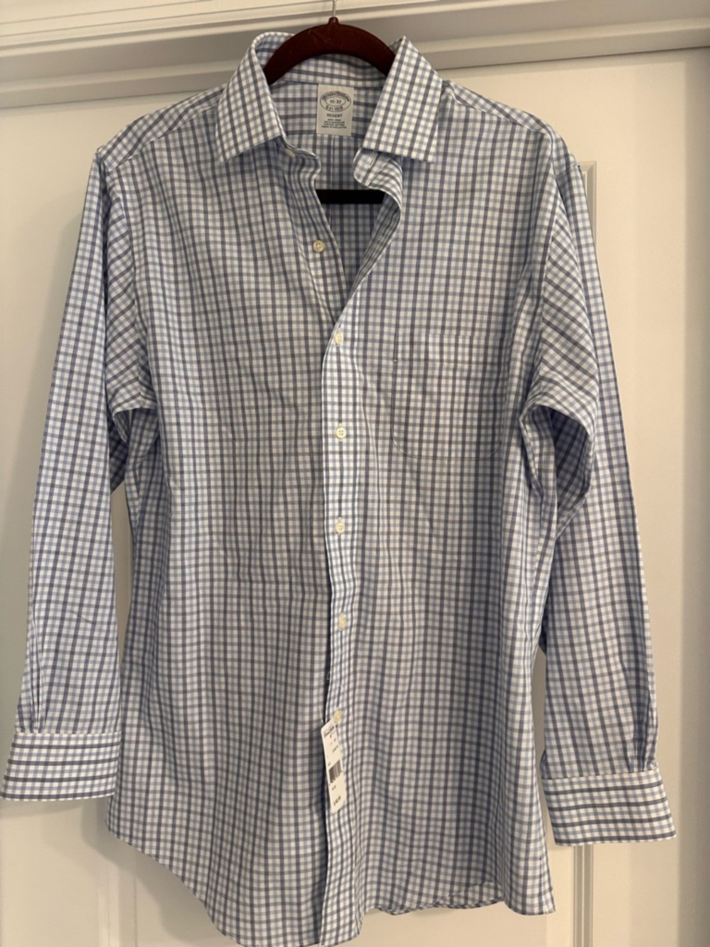 Brooks Brothers Light Blue and White Check Dress Shirt